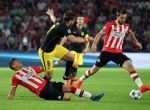 Eindhoven, 13 September 2016
PSV-Atletico Madrid, eindstand 0-1 
Eerste wedstrijd voorronde CL Seizoen 2016-2017
Davy Propper en Hector Moreno