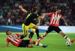 Eindhoven, 13 September 2016
PSV-Atletico Madrid, eindstand 0-1 
Eerste wedstrijd voorronde CL Seizoen 2016-2017
Davy Propper en Hector Moreno