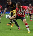 Eindhoven, 13 September 2016
PSV-Atletico Madrid, eindstand 0-1 
Eerste wedstrijd voorronde CL Seizoen 2016-2017
Jose Maria Gimenez in duel met Bart Ramselaar