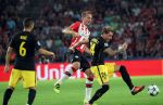 Eindhoven, 13 September 2016
PSV-Atletico Madrid, eindstand 0-1 
Eerste wedstrijd voorronde CL Seizoen 2016-2017
Luuk de Jong en Jose Maria Gimenez in duel
