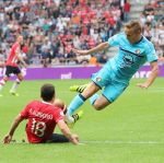 Eindhoven, 18 September 2016 PSV-Feyenoord, eindstand 0-1 Kompetitie Seizoen 2016-2017.
Nicolai Jorgensen Andres Guardado