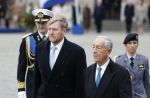 Amsterdam 10 december 2024
Staatsbezoek Portugal Koningin Maxima, president van Portugal Marcelo Rebelo de Sousaen  Koning Willem-Alexander bij paleis op de dam.