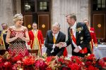 Amsterdam 10 december 2024
Staatsbezoek Portugal Koningin Maxima, president van Portugal Marcelo Rebelo de Sousaen  Koning Willem-Alexander bij paleis op de dam. Ook prinses Amalia is aanwezig bij het staatsbanket.