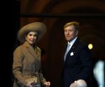 Amsterdam 10 december 2024
Staatsbezoek Portugal Koningin Maxima, president van Portugal Marcelo Rebelo de Sousaen  Koning Willem-Alexander bij paleis op de dam.