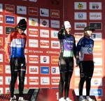 Dendermonde, (Belgie) 28 December 2025 Worldcup wedstrijd 
1 Lucinda Brand 2 Puck Pieterse 3 Amandine Fouqunet