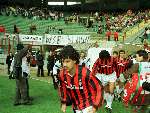 Frank Rijkaard spelend voor AC Milaan
Met op de achtergrond marco v Basten en Ruud Gullit 
1991