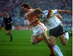 Jan Wouters spelend voor het Nederlands elftal
Nederland-Duitsland 2-1 Europees Kampioenschap 1988
21 Juni 1988