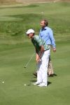 Zandvoort, 18 Juli 2006
KLM Dutch Open 2006 Persconferentie op de Kennemer Golfclub
Maarten Lafeber, een van de deelnemers na afloop een westrijd putten met toernooidirecteur Daan Slooter