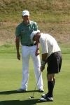 Zandvoort, 18 Juli 2006
KLM Dutch Open 2006 Persconferentie
Robbie v Erven Dorens speelt na afloop een rondje golf op de Kennemer Golfclub en probeert Maarten Lafeber een les in putten te geven