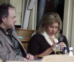 Amsterdam 10 juli 2007
Maud Mulder (idols) op terras met muziek producer.
