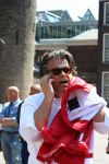 Den Haagg, 3 Juni 2010 Emile Ratelband op het Binnenhof/Ridderhof Linkerk Kerktoren waar Emile een schade heeft aangericht met een modelvliegtuigje. Er wordt door specialisten de schade en kosten bekeken voor de reparaties.
Foto Peter Smulders BV