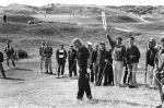 Noordwijk, 22 Juli 1993
Noordwijkse Golfclub Dutch Heineken Open 1993
John Daly slaat vanaf Hole 1 zwaar in de rough en vraagt aan zijn medespeler Olazabal en de referee een free drop, uiteraard werd dit geweigerd. 
Foto Peter Smulders BV