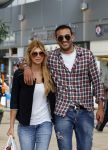 Amsterdam/Amstelveen 6 juli 2012
Badr Hari en Estelle Cruijff op terras en op weg naar reisburo in Lamborghini.
Peter Smulders bv