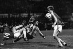 Mechelen, 1 Februari 1989
1e Wedstrijd Supercup tussen KV Mechelen-PSV, eindstand 3-0
Soren Lerby in duel met Johnny Bosman
Foto Peter Smulders BV