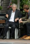 Amsterdam 19 juni 2018
Frits Bolkestein met zijn vrouw Femke Boersma op terras en op de utrechtsestraat.