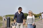 Noordwijk 24 juni 2020
Eva Jinek met partner Dexter v d Voorn en hun zoontje Pax  bij het strand van Noordwijk