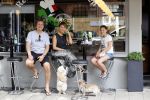 Amsterdam 19 juli 2020
Quincy Schellevis met zijn vrouw en dochter op terras bij Renzo in Amsterdam zuid