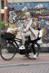 Amsterdam 13 juli 2021
Denise Boekhoff op de fiets in Amsterdam zuid.