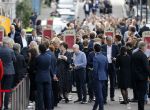 Amsterdam 22 juli 2021
Herdenkingsdienst van Peter R de Vries in Carre . Frits Barend met zijn vrouw
