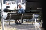 Amsterdam 29 juni 2024
Hans v d Togt laat zijn hond uit en zit lekker op een bankje aan de Amstel .