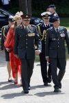 Amersfoort 18 juni 2023
Koning Willem Alexander en Prinses Amalia aanwezig bij de nieuwe standaard die overhandigt zal worden aan het Regiment Huzaren Prinses Catharina-Amalia op de Prins Bernhardkazerne. Het is de eerste keer nadat Prinses Amalia haar arm gebroken heeft na val van het paard .