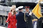 Amersfoort 18 juni 2023
Koning Willem Alexander en Prinses Amalia aanwezig bij de nieuwe standaard die overhandigt zal worden aan het Regiment Huzaren Prinses Catharina-Amalia op de Prins Bernhardkazerne. Het is de eerste keer nadat Prinses Amalia haar arm gebroken heeft na val van het paard .