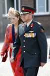 Amersfoort 18 juni 2023
Koning Willem Alexander en Prinses Amalia aanwezig bij de nieuwe standaard die overhandigt zal worden aan het Regiment Huzaren Prinses Catharina-Amalia op de Prins Bernhardkazerne. Het is de eerste keer nadat Prinses Amalia haar arm gebroken heeft na val van het paard .