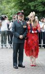 Amersfoort 18 juni 2023
Koning Willem Alexander en Prinses Amalia aanwezig bij de nieuwe standaard die overhandigt zal worden aan het Regiment Huzaren Prinses Catharina-Amalia op de Prins Bernhardkazerne. Het is de eerste keer nadat Prinses Amalia haar arm gebroken heeft na val van het paard .