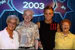 Amsterdam 15 juli 2003
Presentatie beelden van jim Idols  in Madame Tussaud Met zijn Opa & Oma