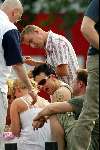 Amsterdam 15 juli 2003
Robbie Williams varen op boot in Amsterdam