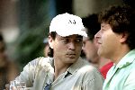 Amsterdam 29 juli 2004
Jari Litmanen en David Endt op terras bij Joffers in Cornelis Schuytstraat