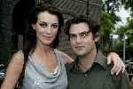 Amsterdam  28 juli 2005
Frans Molenaar modeshow bij amsterdam fashion week bij westergasfabriek. Irene v d Laar met verloofde Xander
