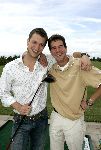 Halfweg, 26 Juli 2005 Golfclub Houtrak
Demonstratie en clubfitting van TaylorMade
Op de foto acteur Sebastiaan Labrie van GTST in aktie op de drivingrange met Adidas TaylorMade verkoper Gerrit v Dockum