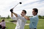 Halfweg, 26 Juli 2005 Golfclub Houtrak
Demonstratie en clubfitting van TaylorMade
Op de foto acteur Sebastiaan Labrie van GTST in aktie op de drivingrange