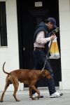 Amsterdam 30 mei 2007
Edwin de Roy v Zuydewijn met zijn hond op straat.