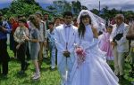 Rio de Janeiro Brazilie 21 Oktober 1988, Trouwen romario met zijn eerste vrouw Monica op de penaltystip waar hij als jeugdig spelertje voetbalde