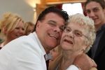 Zandhoven / Lier, 20 Juni 2008
De Eindhovensche zanger Andy de Witt ( Ad v d Hurk ) trouwt voor de 6e maal met zijn Nadia Stevens ( Vigagiste bij de belgische  VTM TV ) samen op de foto met de moeder van Ad 
Foto Peter Smulders BV