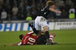 Eindhoven, 6 Oktober 2007
Kompetiewedstrijd PSV-Willem II , eindstand 3-0 Seizoen 2007/2008
Arjan Swinkels wordt onderuitgehaald door Danny Koevermans