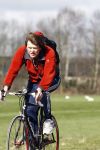 Weesp Hilversum 14 maart 2008
Beau v Erven Dorens gaat op de wielrenfiets naar de opnames  voor televisie.
Peter Smulders bv