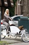 Amsterdam 20 augustus 2008
Bridget Maasland met bakfiets en hond.