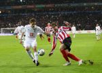 Eindhoven, 12 Maart 2008
UEFA 1/8 finale PSV-Tottenham Hotspur FC, eindstand 0-1
PSV wint na verlenging en straschoppen met 6-5 en gaat door naar de 1/4 Finale
Danko Lazovic in duel met Jonathan Woodgate