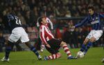 Eindhoven, 12 December 2007
Champions League wedstrijd PSV-Internationale Milan, eindstand 0-1 Seizoen 2007/2008
Danko Lazovic in duel met Nelson Enrique Lopez Rivas (24) en Santiago Solari