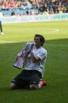 Arnhem, 20 April 2008 Kompetitiewedstrijd Vitesse-PSV, eindstand 0-1 Seizoen 2007/2008
PSV Landskampioen en wordt er dus feest gevierd
Danko Lazovic is blij met de 0-1 en dus het kampioenschap en toont zijn ondershirt met het opschrift 
