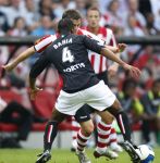 Eindhoven, 23 September 2007 Seizoen 2007/2008 Kompetitewedstrijd PSV-Feyenoord, eindstand 4-0
Danko Lazovic in duel met Andre Bahia