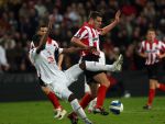 Eindhoven, 12 Maart 2008
UEFA 1/8 finale PSV-Tottenham Hotspur FC, eindstand 0-1
PSV wint na verlenging en straschoppen met 6-5 en gaat door naar de 1/4 Finale
Ledley King in duel met Danny Koevermans