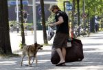 Amsterdam 10 mei 2008
Gijs Staverman met zijn hond in BMW cabrio en wandelend op straat met honden kussen