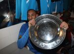 Arnhem, 20 April 2008 Kompetitiewedstrijd Vitesse-PSV, eindstand 0-1 Seizoen 2007/2008
PSV Landskampioen 
Doelman Huerelho Gomes met de kampioensschaal