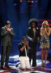 Hilversum 10 april 2009
Opnames X factor in studio 22. Martijn Krabbe Wendy v Dijk Luigiano en Irma tijdens sing off
Peter Smulders bv