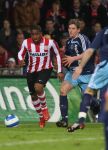 Eindhoven, 19 Maart 2008 Kompetitiewedstrijd PSV-AJAX, eindstand 0-0 
Seizoen 2007/2008
Jefferson Farfan in duel met Jan Vertonghen