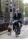 Amsterdam 15 oktober 2007
Mart Visser op zijn fiets met hond.